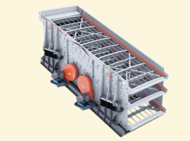 Three-tier vibrating screen machine with dual orange motors, used for material sorting and processing.